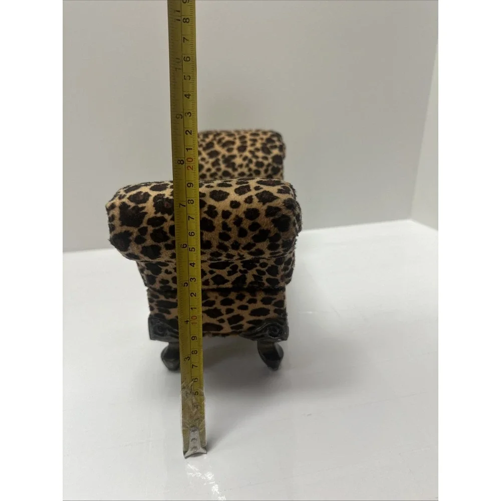 Vintage Leopard Print Velvet Bench Jewelry Box Couch Design